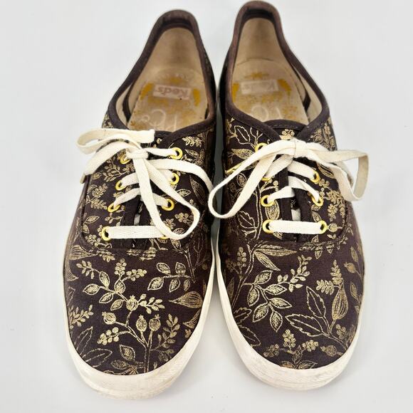 Keds X Rifle Paper Co Metallic Queen Anne Low Top Sneakers Size 7 - Picture 3 of 9